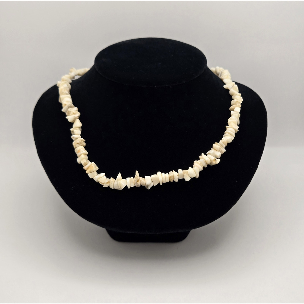 Vintage Shell Necklace White Coral Natural Beads Surfer Beach Tropical Boho 16" - Picture 11 of 12